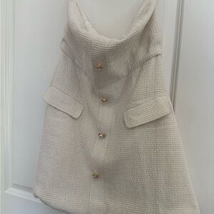 Cream Mini Dress with Textured Weave